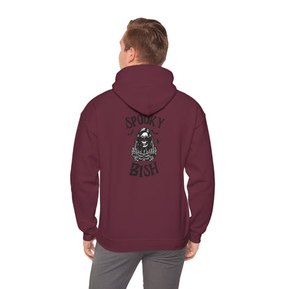 Spooky Bish Hoodie — Skeleton Finger and Sunglasses Design
