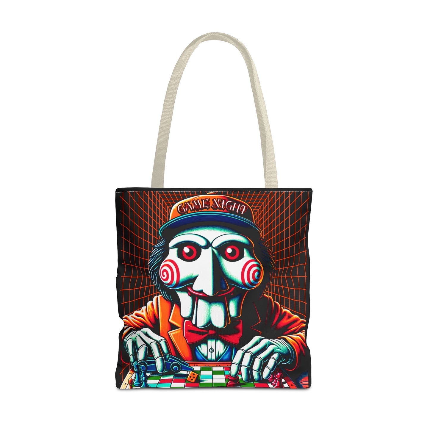 Game Night Billy Wearing A Hat The Puppet Playing Lunch Beach Gamer Carry Tote Bag (AOP) Horror Fun