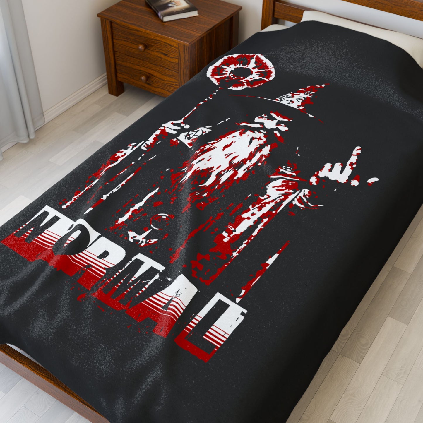 Velveteen Plush Blanket - F*ck Normal! Wizard Middle Finger Design