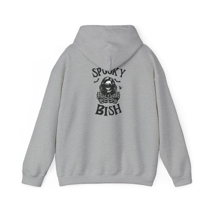 Spooky Bish Hoodie — Skeleton Finger and Sunglasses Design