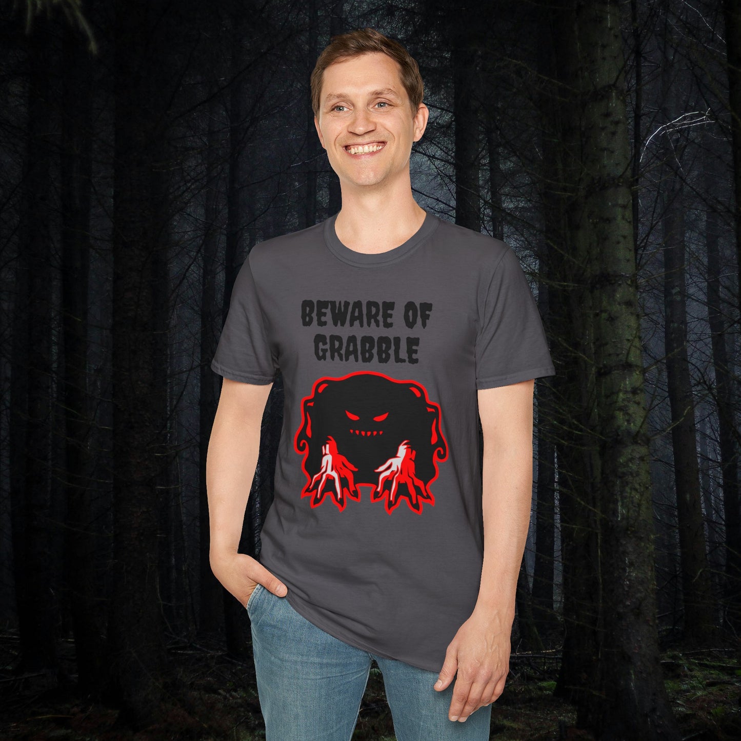 Nightmare Collectibles Beware Of Grabble Unisex Softstyle T-Shirt Horror Fun Shirt