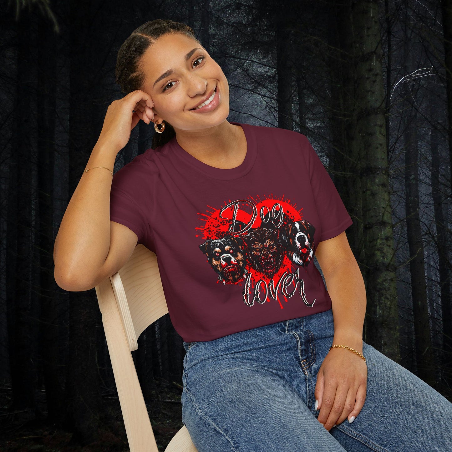 Dog Lover Hounds Of Hell Bloody heart Horror Fun Unisex Softstyle T-Shirt Animal Dark Humor Shirt
