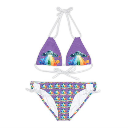 Summerween UFO Beach Day Strappy Bikini Set (AOP)