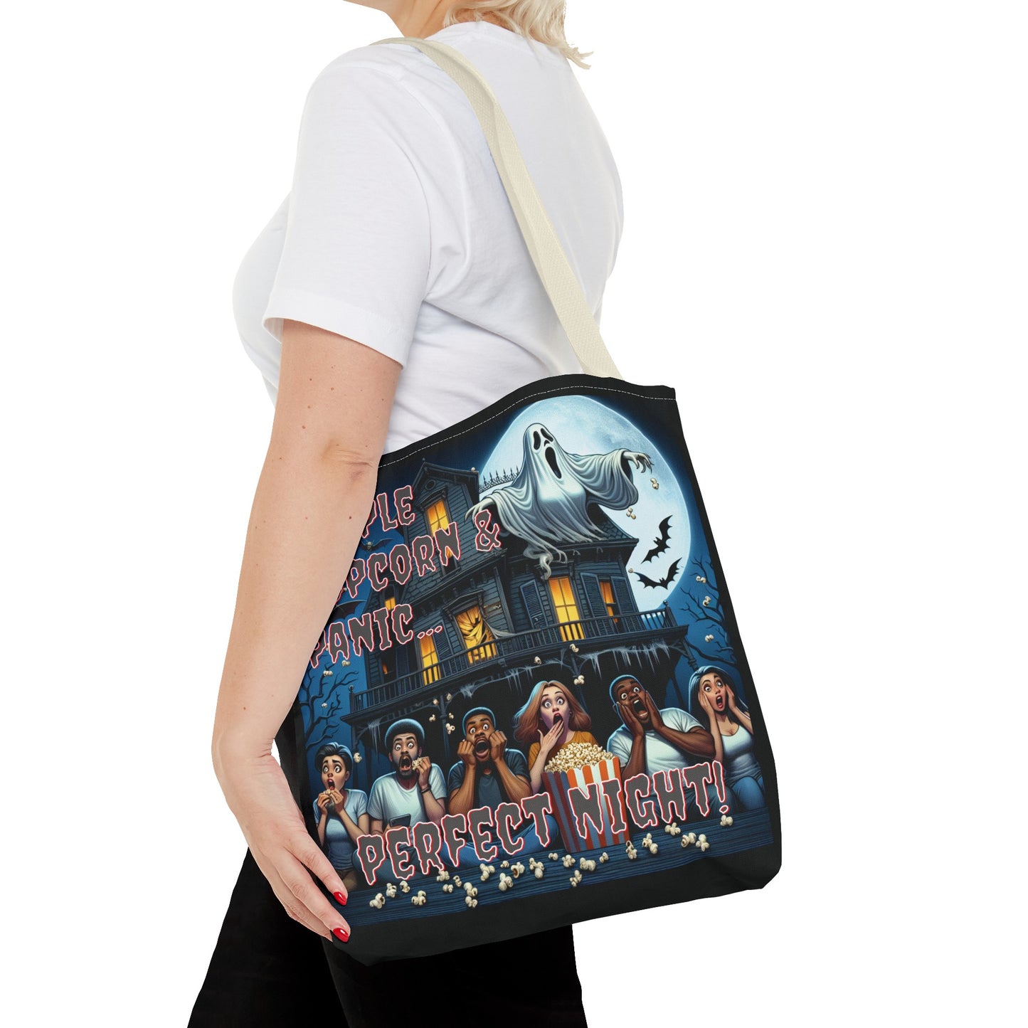 People Popcorn & Panic Perfect Night Shoulder Tote Bag (AOP)