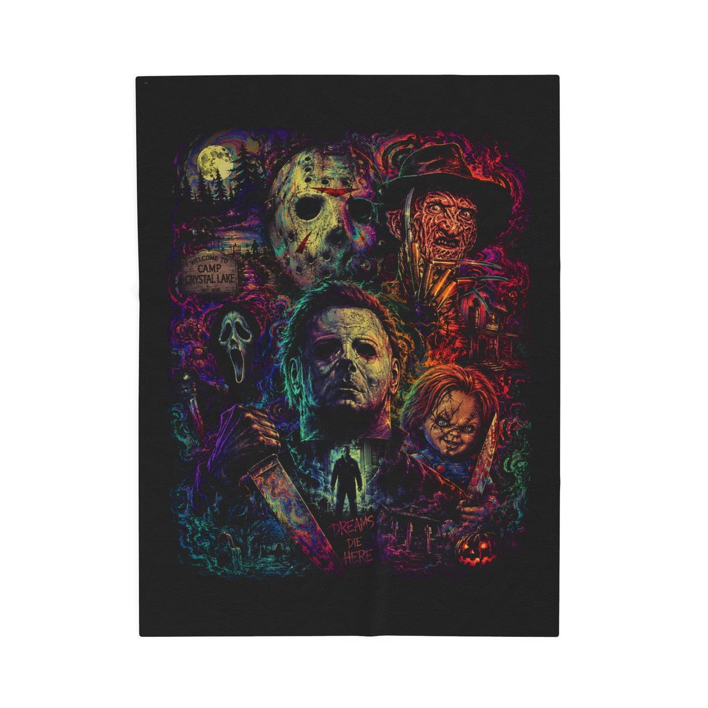 Horror Icons Velveteen Plush Halloween Throw Blanket