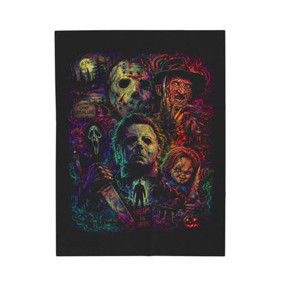 Horror Icons Velveteen Plush Halloween Throw Blanket