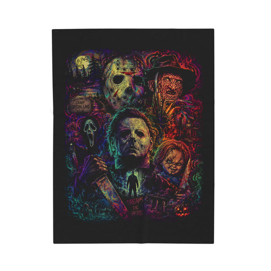 Horror Icons Velveteen Plush Halloween Throw Blanket