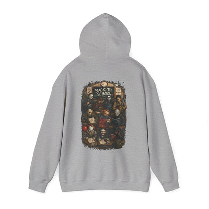 Horror Icons "Back to School" Hoodie — Vintage Movie Villains Graphic Sweatshirt