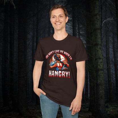 You Won't Like Me When I'm Hangry Werewolf Hungry Horror Fun Unisex Softstyle T-Shirt