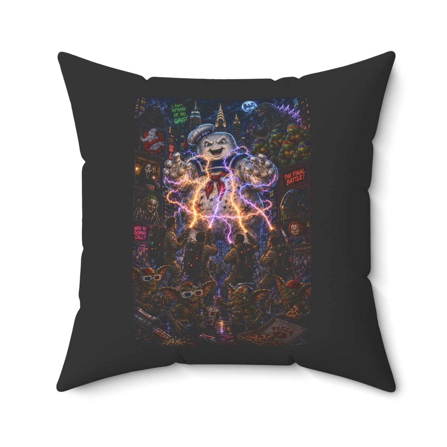 80's Horror Retro Halloween Throw Pillow Decorative Cushion