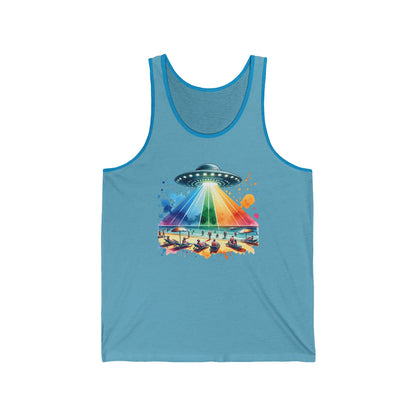 Summerween UFO Beach Day Unisex Jersey Tank Top