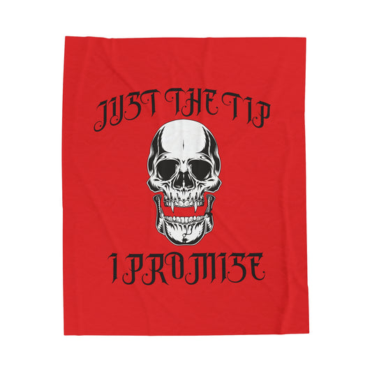 Vampire Just The Tip Skull Velveteen Plush Throw Blanket