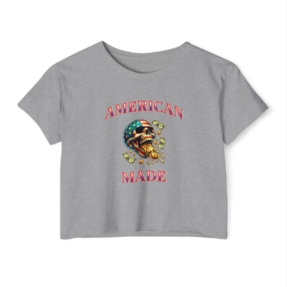 Crop Top - American Made Skull Money Design