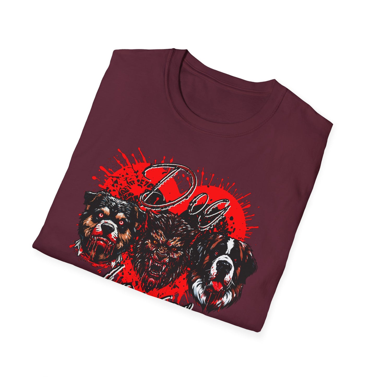 Dog Lover Hounds Of Hell Bloody heart Horror Fun Unisex Softstyle T-Shirt Animal Dark Humor Shirt