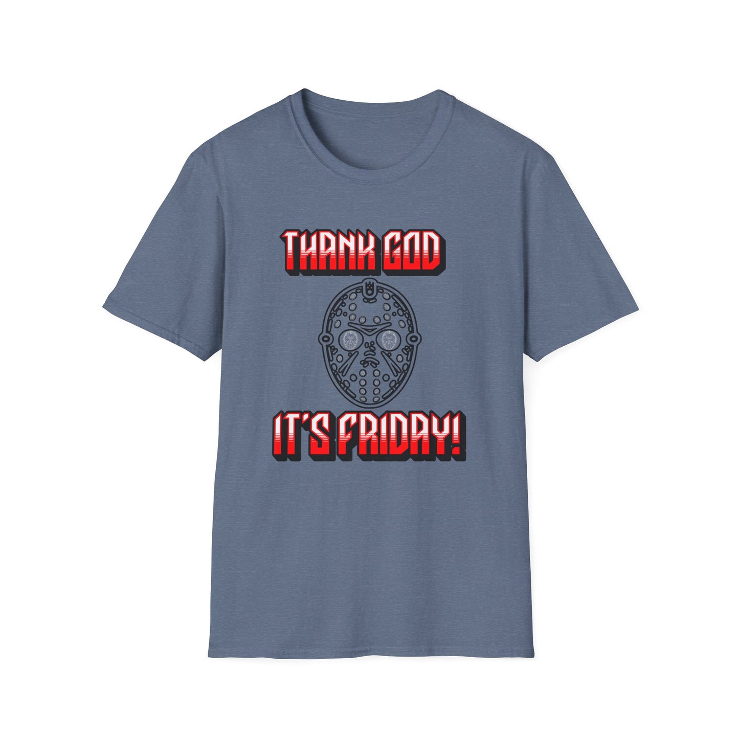 Thank god, It's Friday! TGIF Unisex Softstyle T-Shirt Jason Hockey Mask Horror Fun