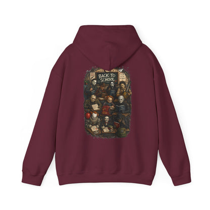 Horror Icons "Back to School" Hoodie — Vintage Movie Villains Graphic Sweatshirt