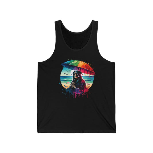 Summerween Pride Grim Reaper Beach Day Unisex Jersey Tank Top