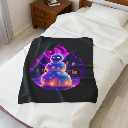 Cosmic Snowman Velveteen Plush Blanket — Glowing Ornament Holiday Throw