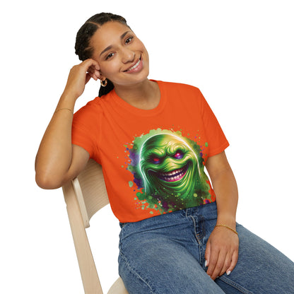 Slimey Ghost Spector Horror Fun Unisex Soft style T Shirt Men Women