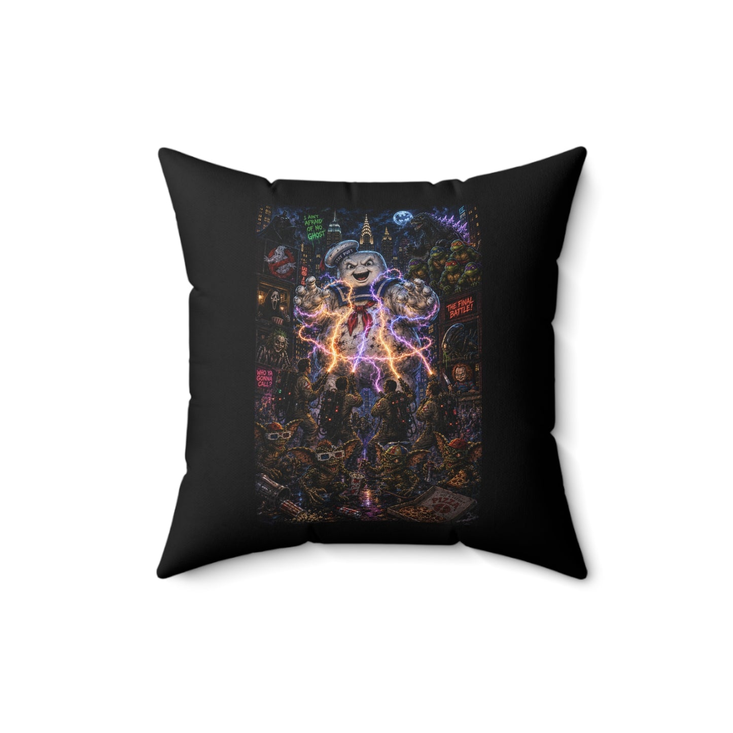80's Horror Retro Halloween Throw Pillow Decorative Cushion