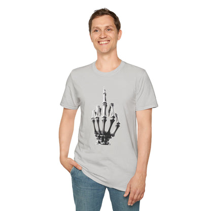 Skeleton Middle Finger T-Shirt — Edgy Gothic Graphic Tee