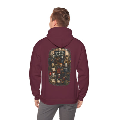 Horror Icons "Back to School" Hoodie — Vintage Movie Villains Graphic Sweatshirt