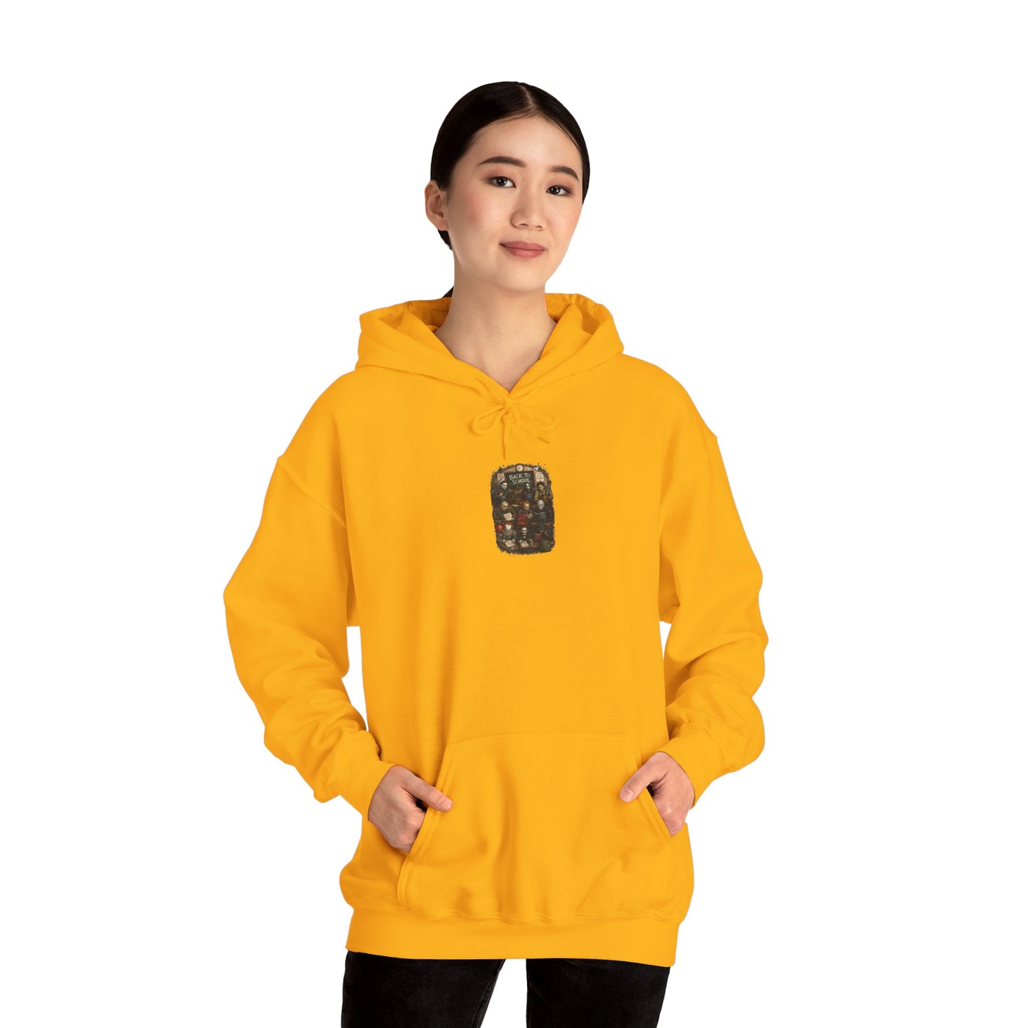 Horror Icons "Back to School" Hoodie — Vintage Movie Villains Graphic Sweatshirt