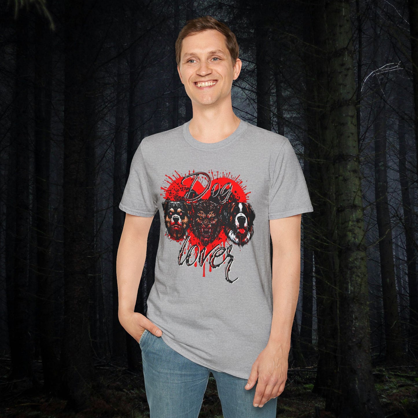 Dog Lover Hounds Of Hell Bloody heart Horror Fun Unisex Softstyle T-Shirt Animal Dark Humor Shirt