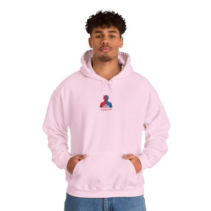 Hooded Sweatshirt - The System - Real People Arent Fooled Red Blue Design