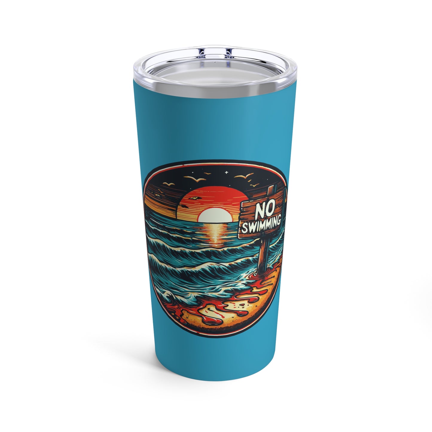 No Swimming Bloody Water Beach Tumbler 20oz Cold Hot Drinks