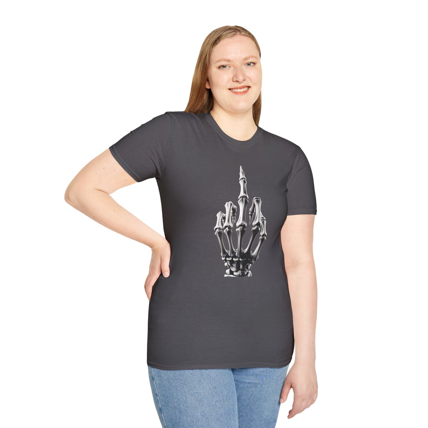 Skeleton Middle Finger T-Shirt — Edgy Gothic Graphic Tee