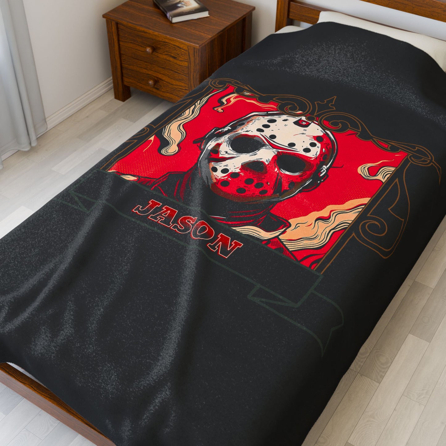 Vintage Jason Hockey Mask Velveteen Plush Throw Blanket