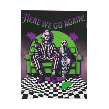 Beetlejuice 2 Inspired Here We Go Again Horror Fun Velveteen Plush Throw Blanket