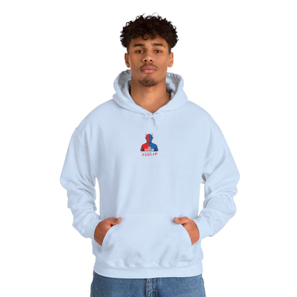 Hooded Sweatshirt - The System - Real People Arent Fooled Red Blue Design