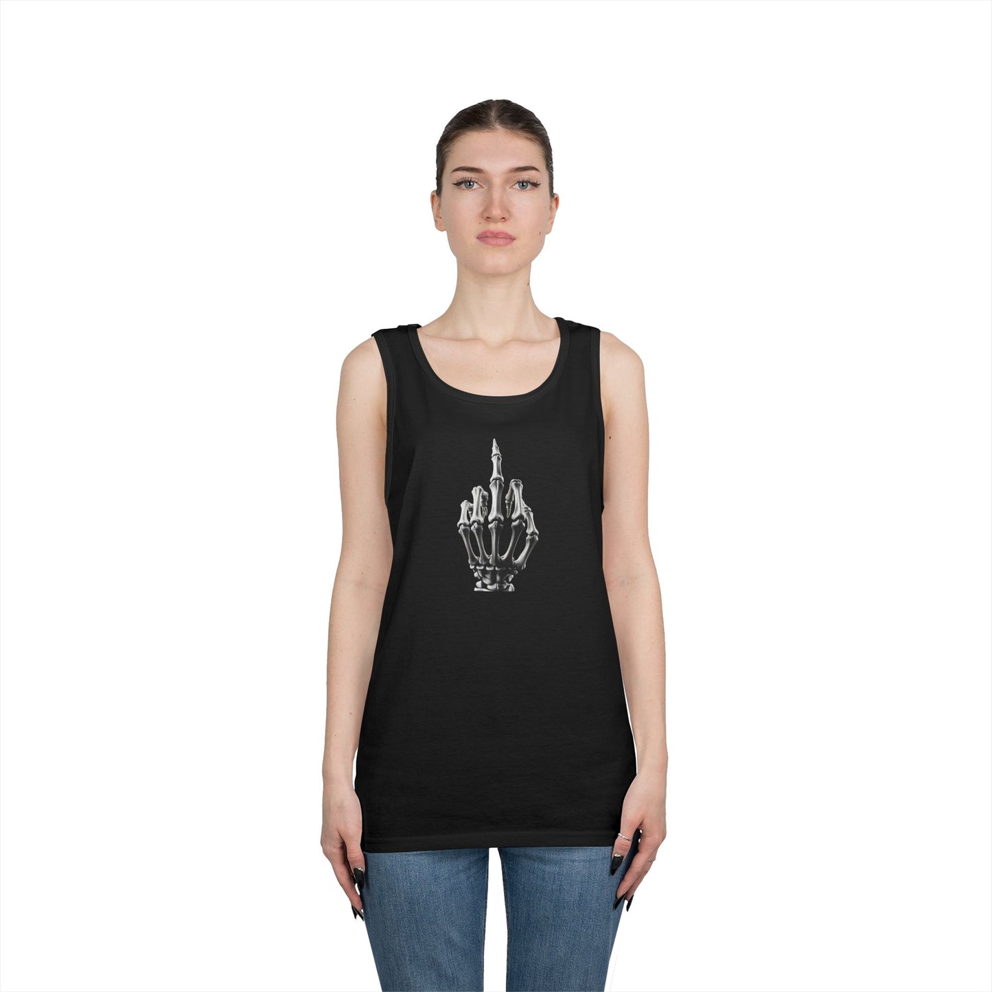Skeleton Hand Middle Finger Tank Top – Edgy Skull Finger