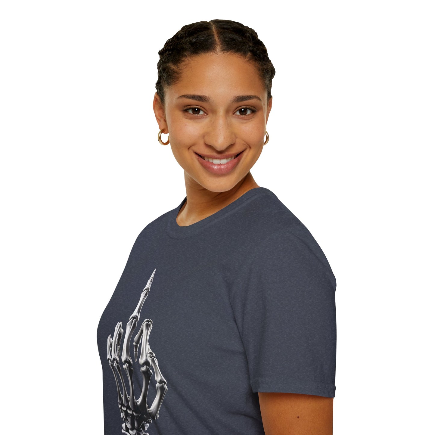 Skeleton Middle Finger T-Shirt — Edgy Gothic Graphic Tee