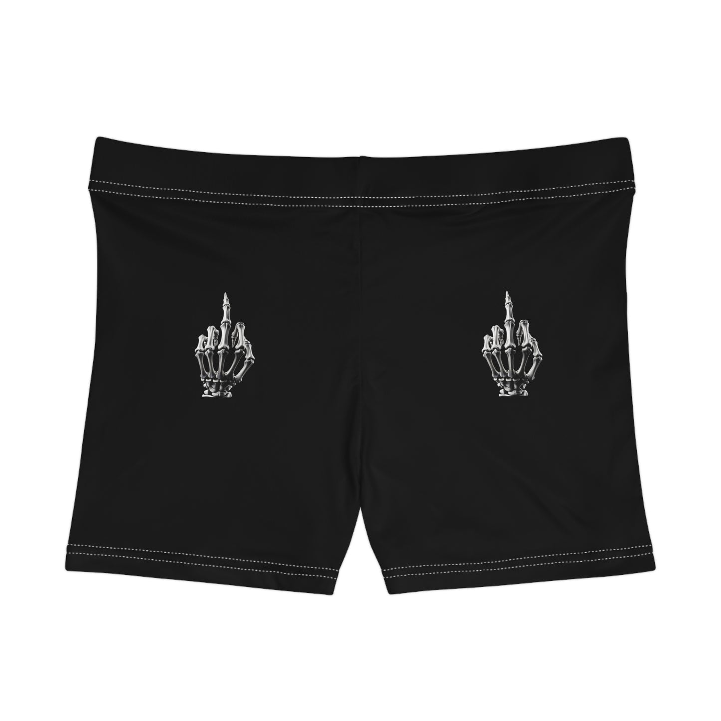 Skeleton Middle Finger Women's Athletic Shorts — Edgy Black Gothic