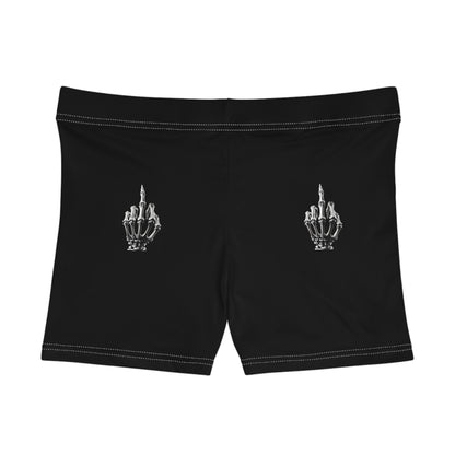 Skeleton Middle Finger Women's Athletic Shorts — Edgy Black Gothic