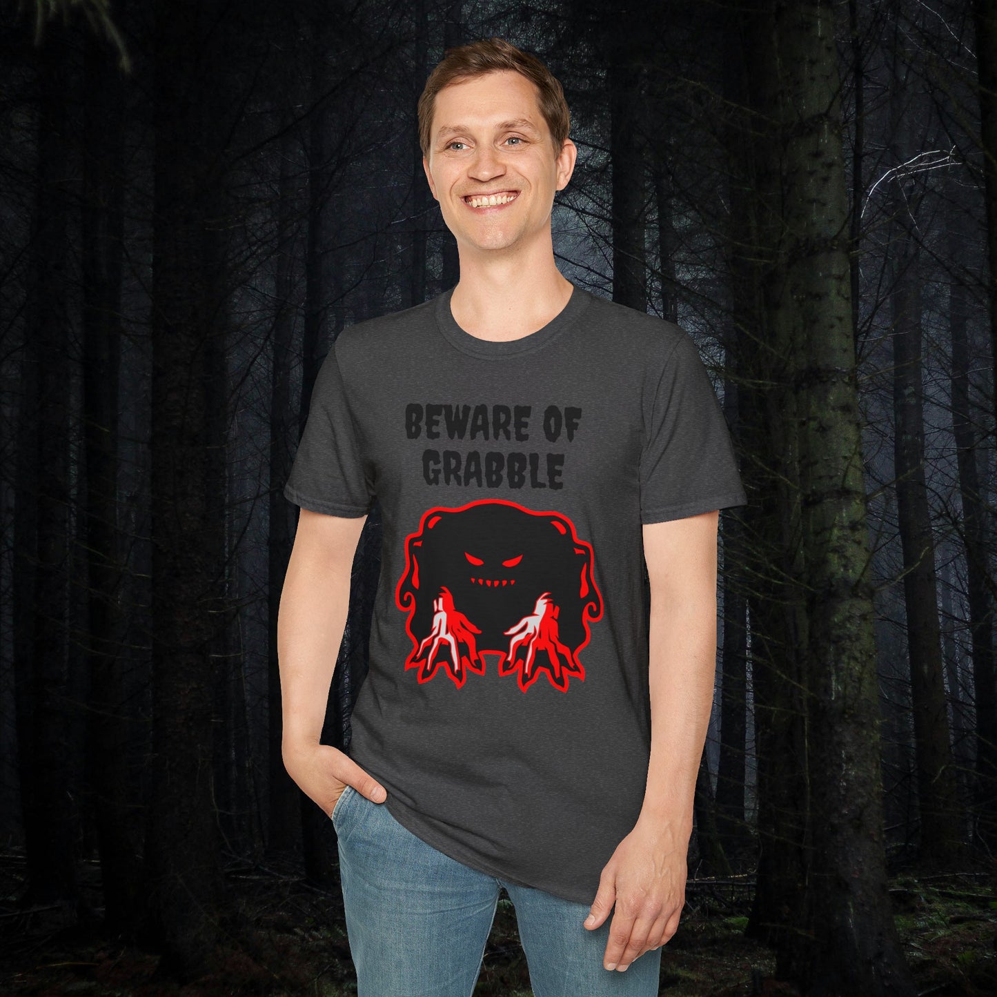 Nightmare Collectibles Beware Of Grabble Unisex Softstyle T-Shirt Horror Fun Shirt