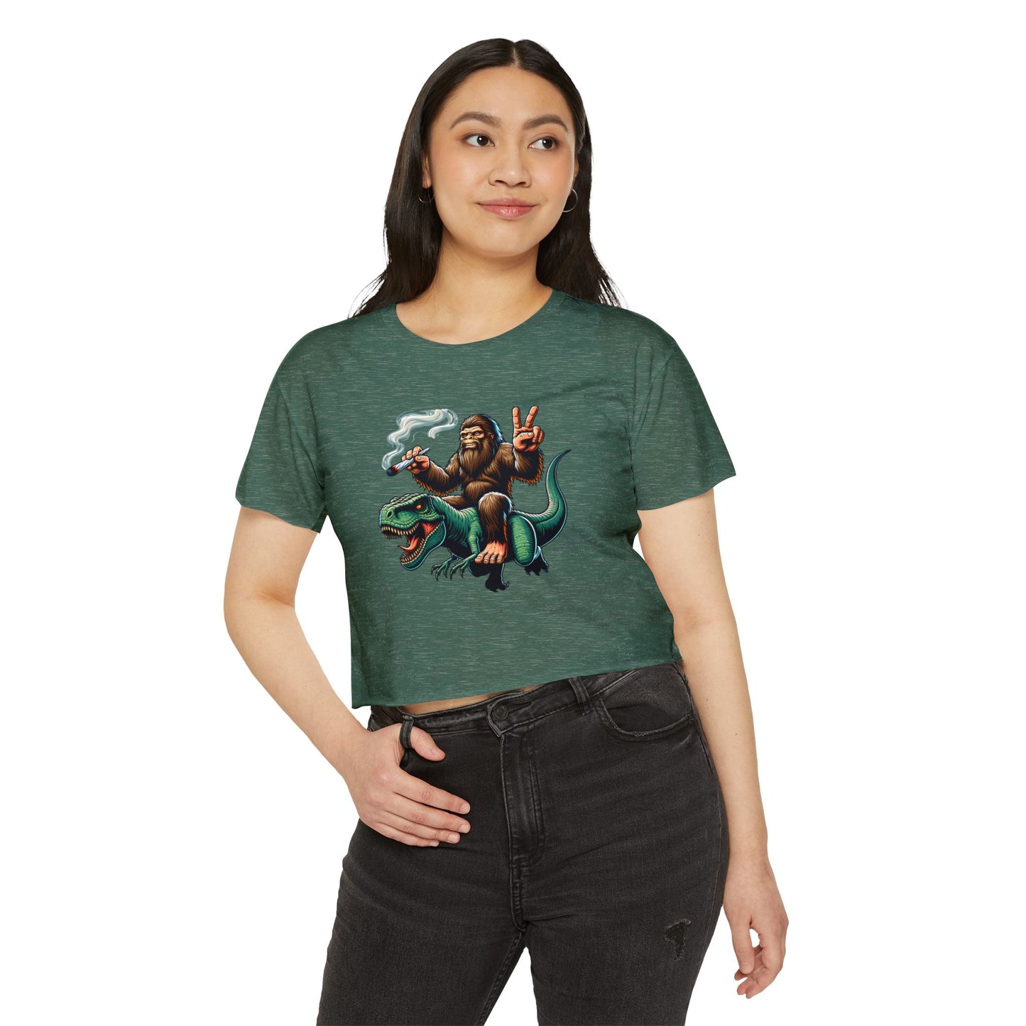 Bigfoot & T Rex Best Friends Women's Crop Top