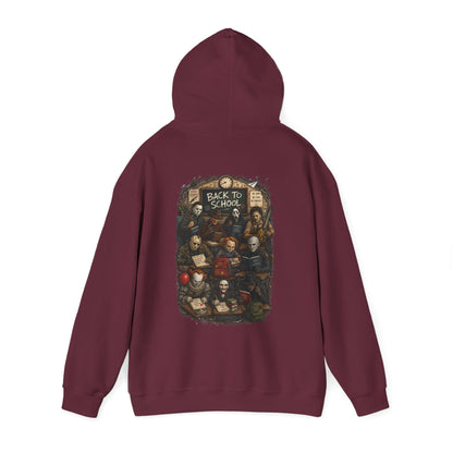 Horror Icons "Back to School" Hoodie — Vintage Movie Villains Graphic Sweatshirt