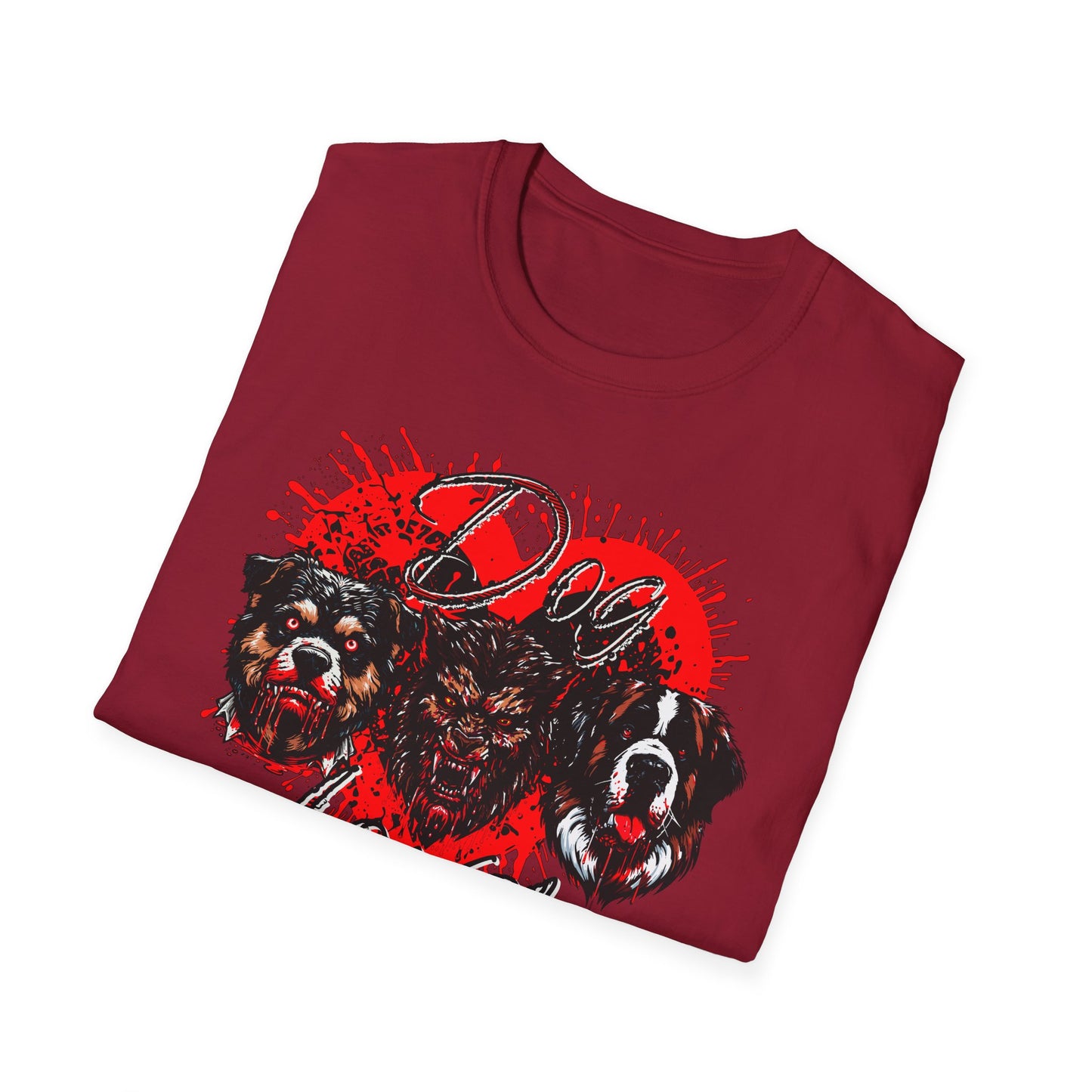 Dog Lover Hounds Of Hell Bloody heart Horror Fun Unisex Softstyle T-Shirt Animal Dark Humor Shirt