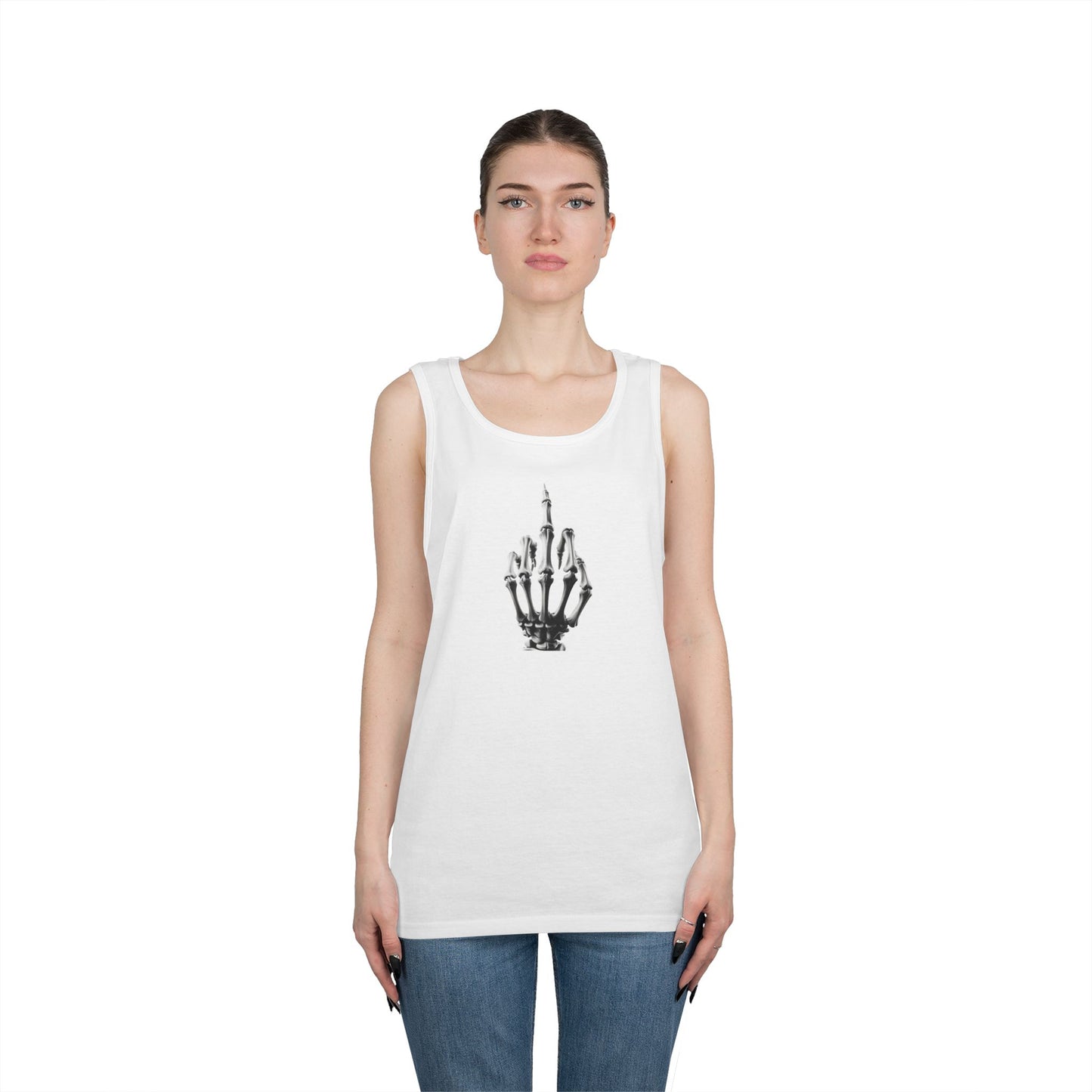 Skeleton Hand Middle Finger Tank Top – Edgy Skull Finger