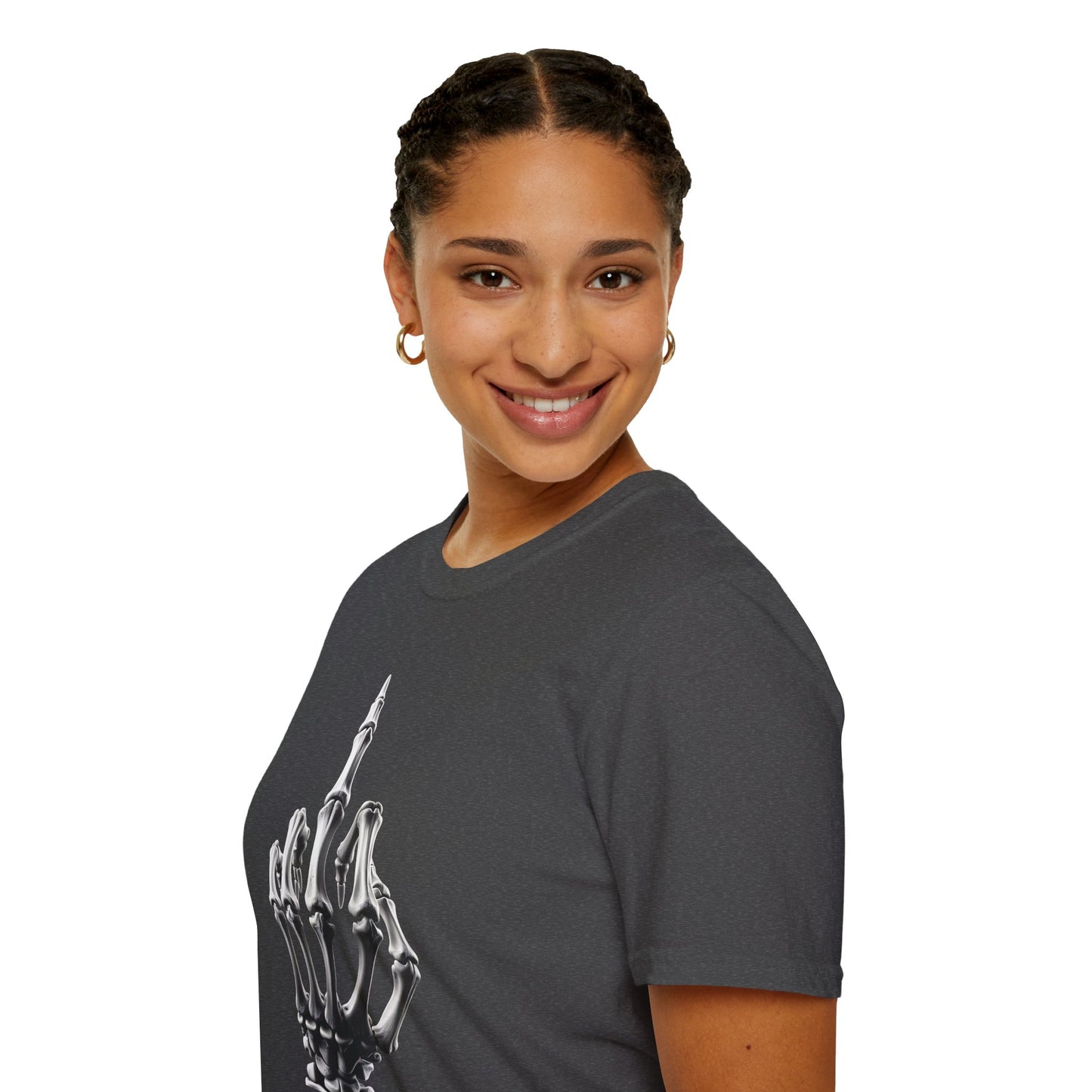 Skeleton Middle Finger T-Shirt — Edgy Gothic Graphic Tee