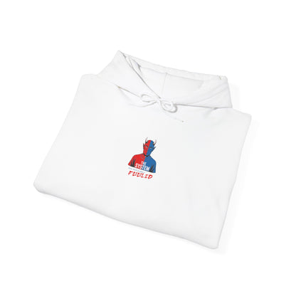 Hooded Sweatshirt - The System - Real People Arent Fooled Red Blue Design