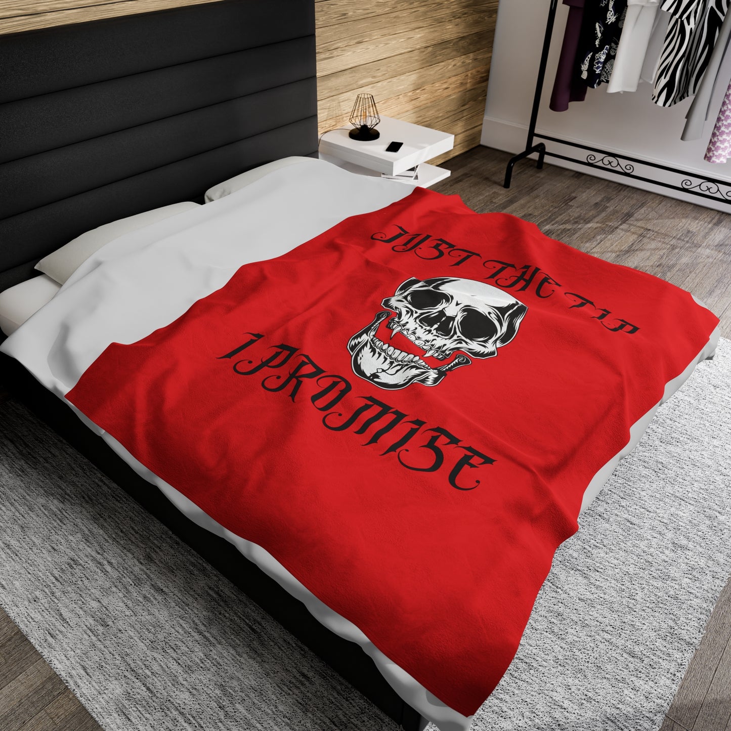 Vampire Just The Tip Skull Velveteen Plush Throw Blanket