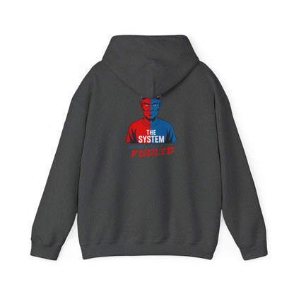 Hooded Sweatshirt - The System - Real People Arent Fooled Red Blue Design