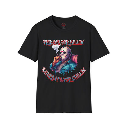 Summerween Saturday's For Chillin Jason 420 Unisex Soft style T-Shirt