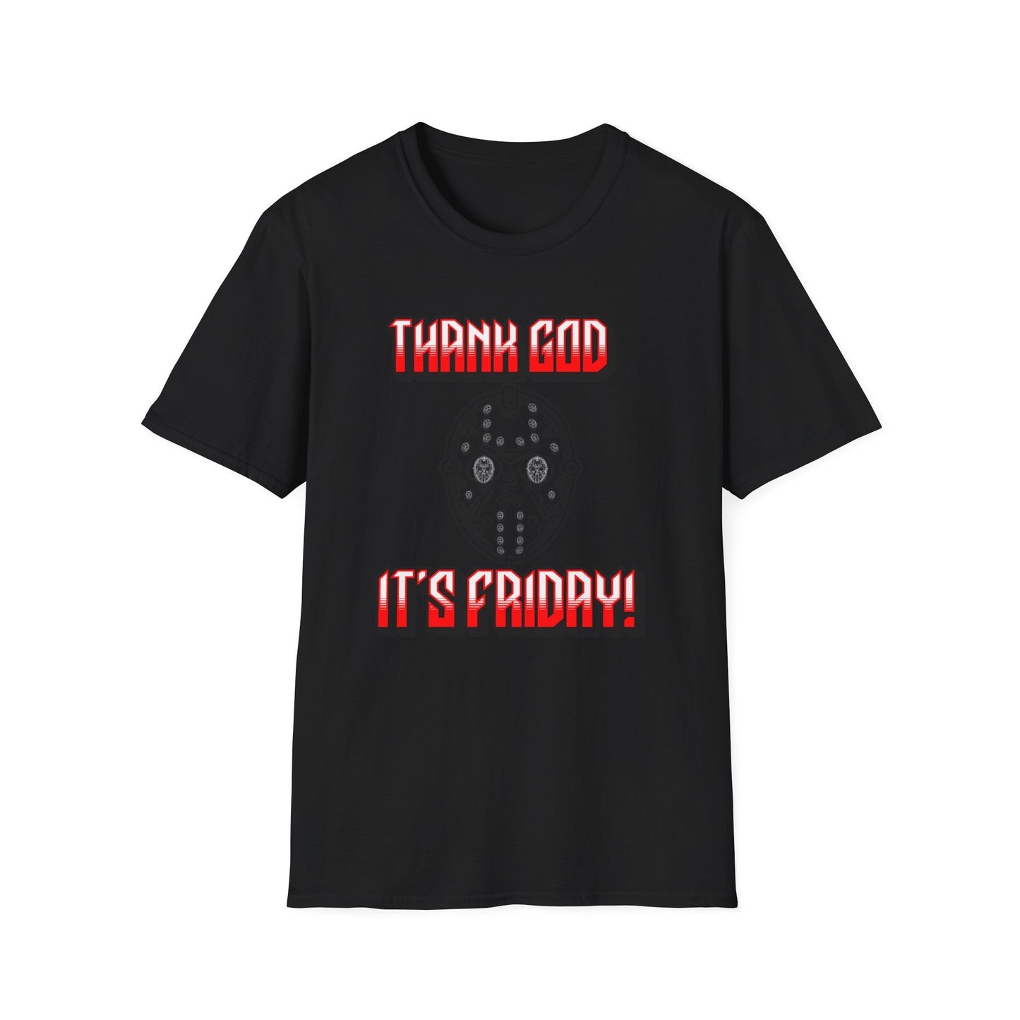 Thank god, It's Friday! TGIF Unisex Softstyle T-Shirt Jason Hockey Mask Horror Fun