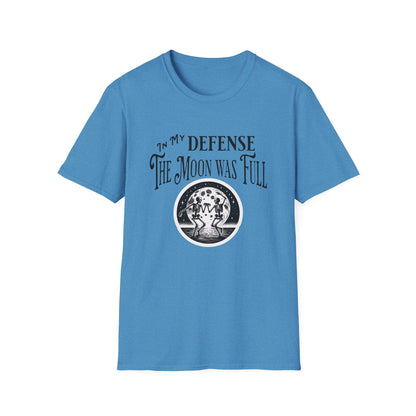 In My Defense The Moon Was Full - Full Moon Skeleton Gothic Skull Dancing Shirt - Unisex Softstyle T-Shirt